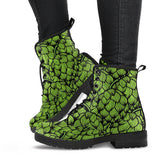 Green Hop Pattern Leather Boots