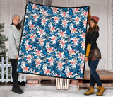 Hibiscus Pattern Print Design 02 Premium Quilt
