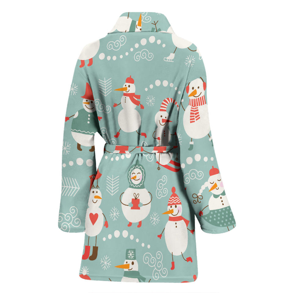 Cute Snowman Pattern Women'S Bathrobe