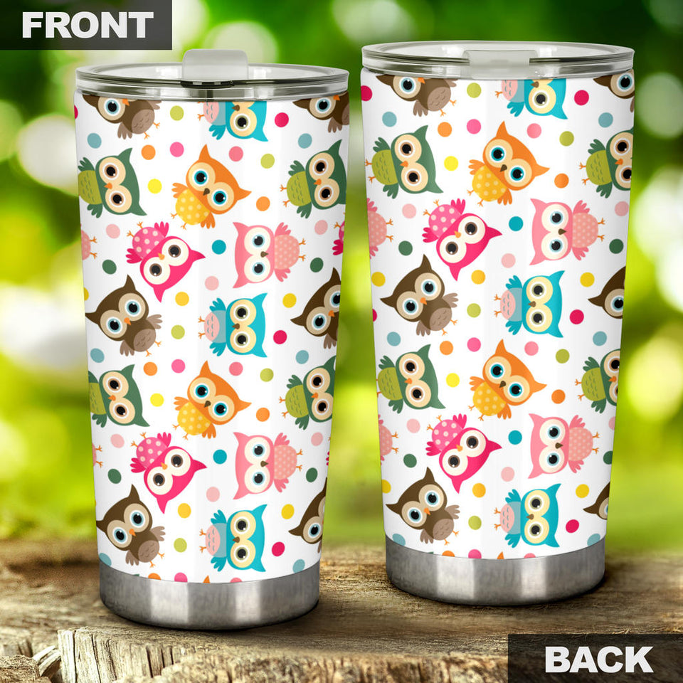 Color Cute Owl Pattern Tumbler