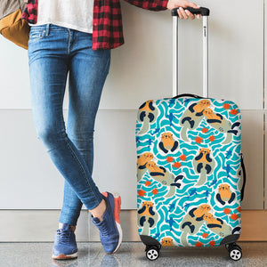 Cute Sea Otters Fishe Sea Urchin Pattern Luggage Covers