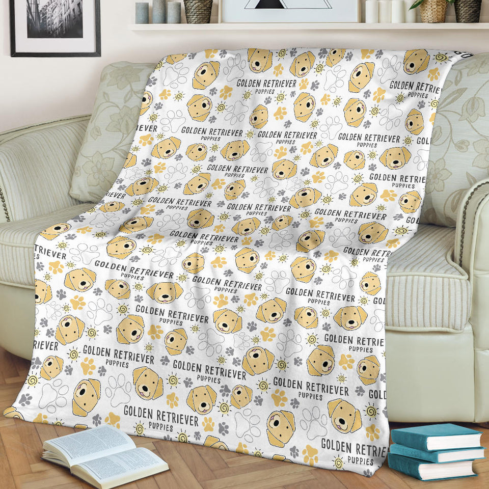 Golden Retriever Pattern Print Design 04 Premium Blanket