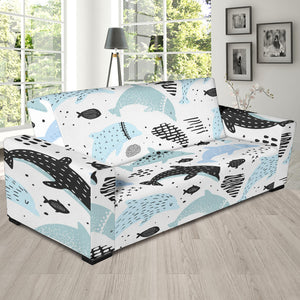 Cute Dolphins Childish Style Pattern Sofa Slipcover