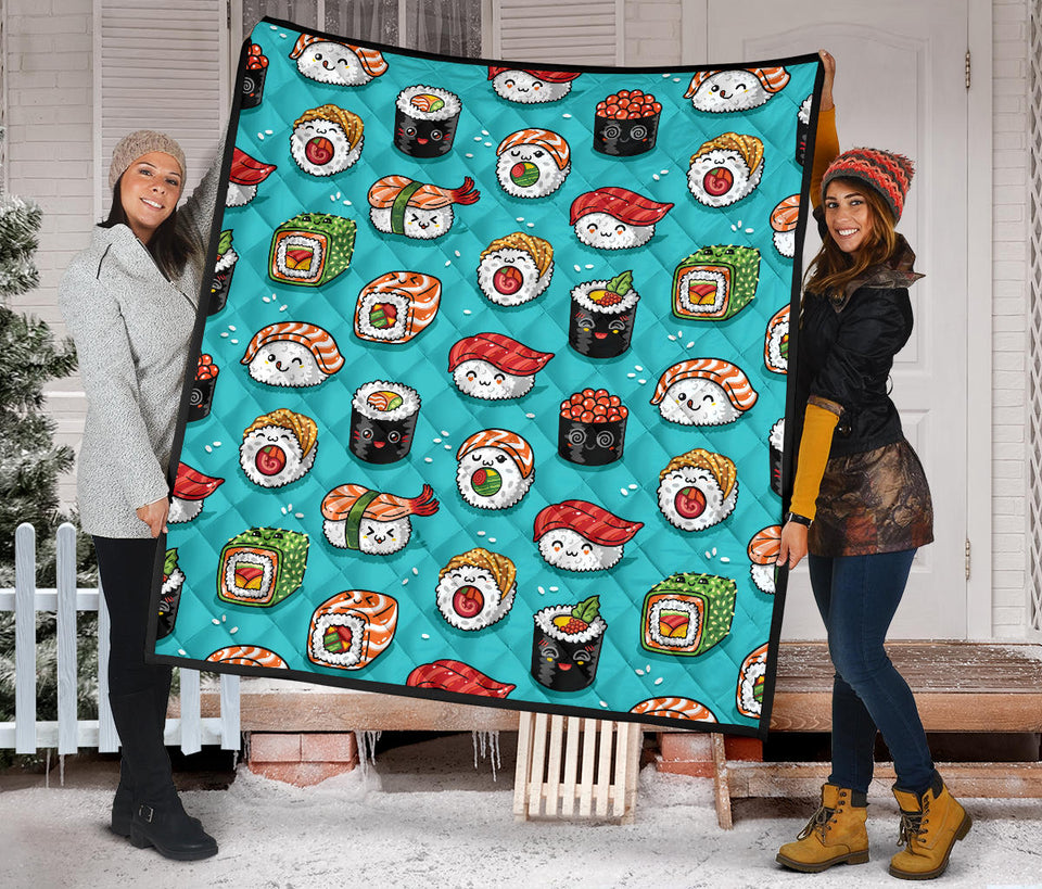 Cute Sushi Pattern Premium Quilt