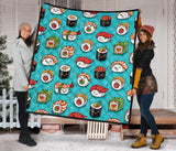Cute Sushi Pattern Premium Quilt
