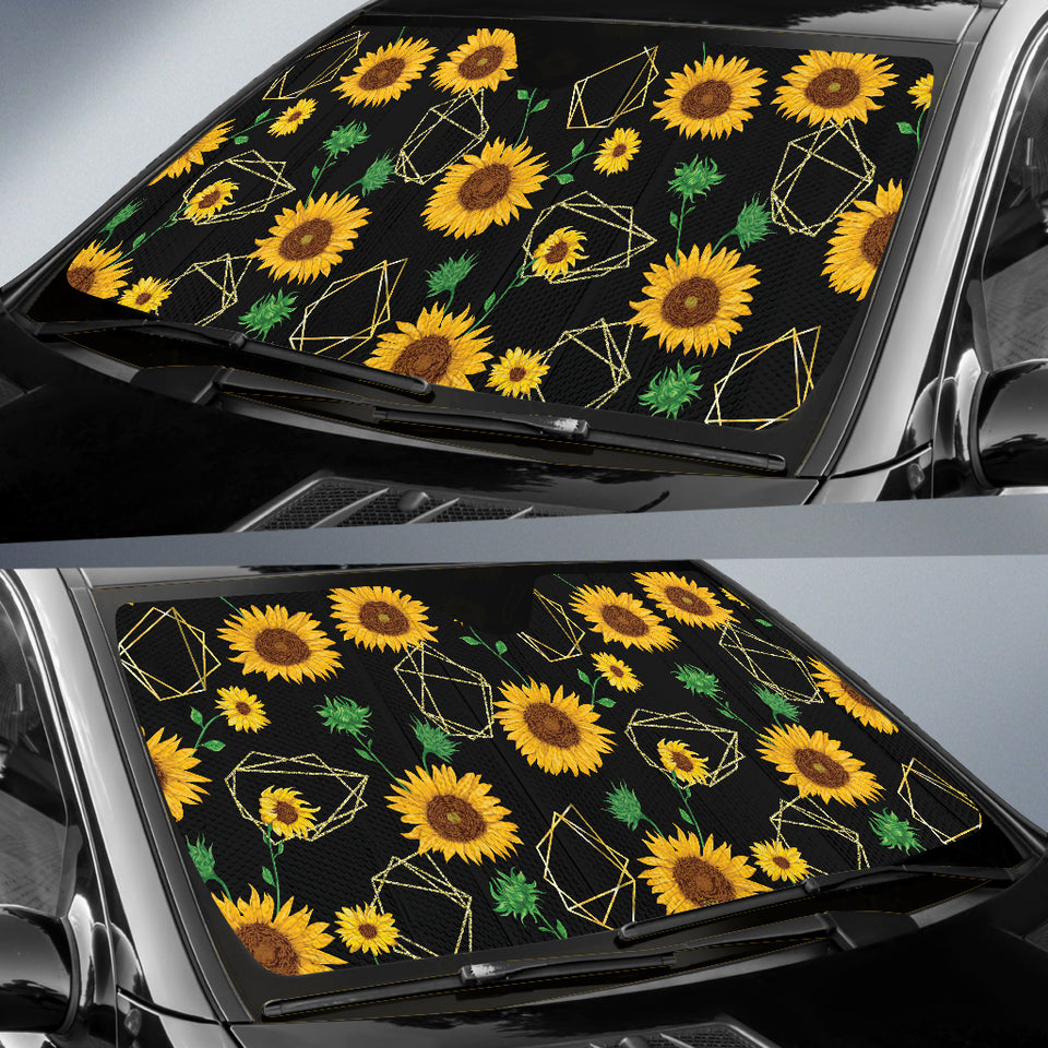 Sunflower Golden Polygonal Shapes Car Sun Shade