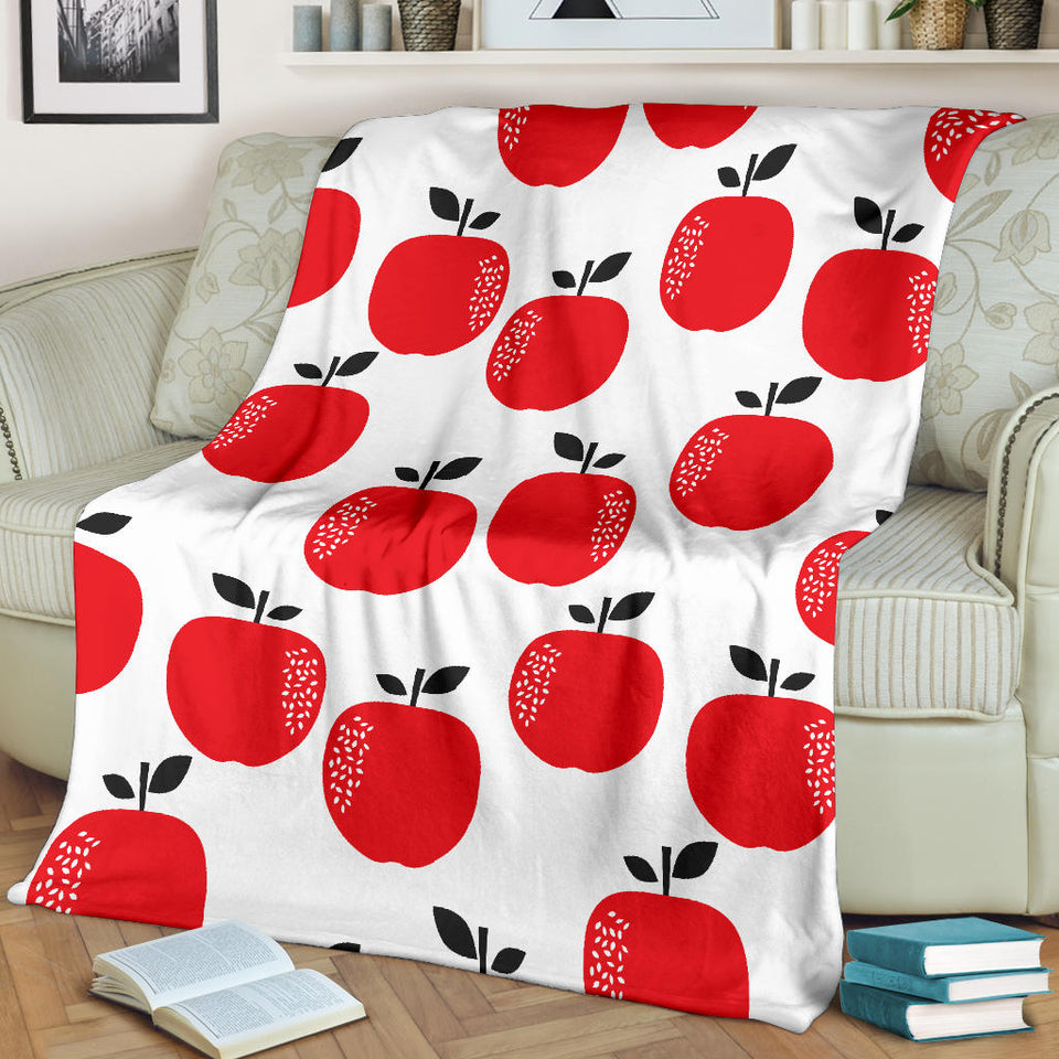 Red Apples White Background Premium Blanket