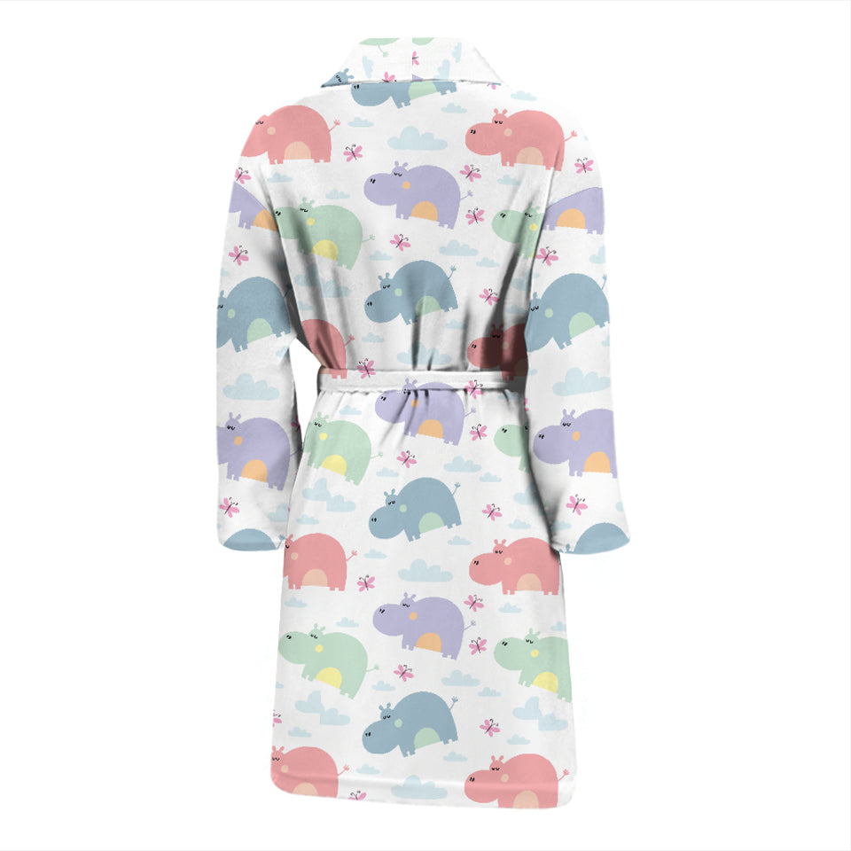 Hippopotamus Pattern Print Design 03 Men's Bathrobe