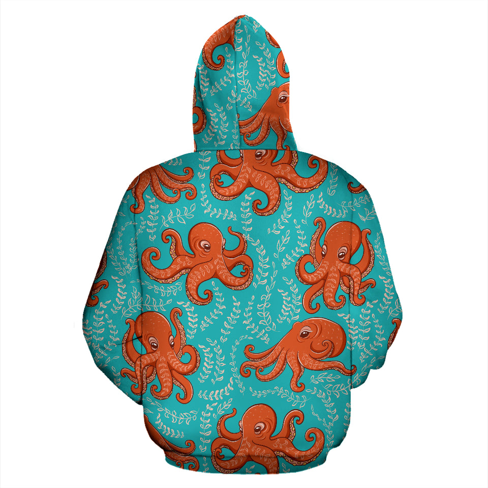 Octopus Turquoise Background Zip Up Hoodie