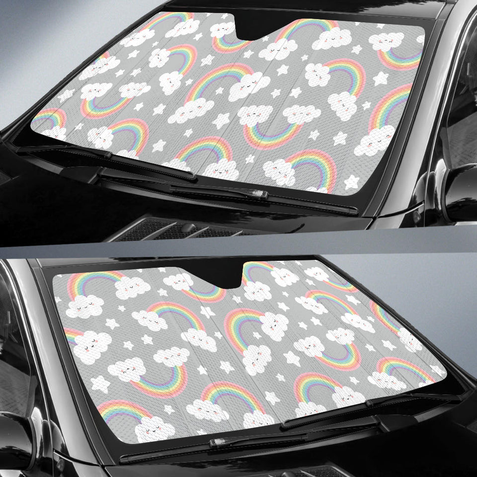 Cute Rainbow Clound Star Pattern Car Sun Shade
