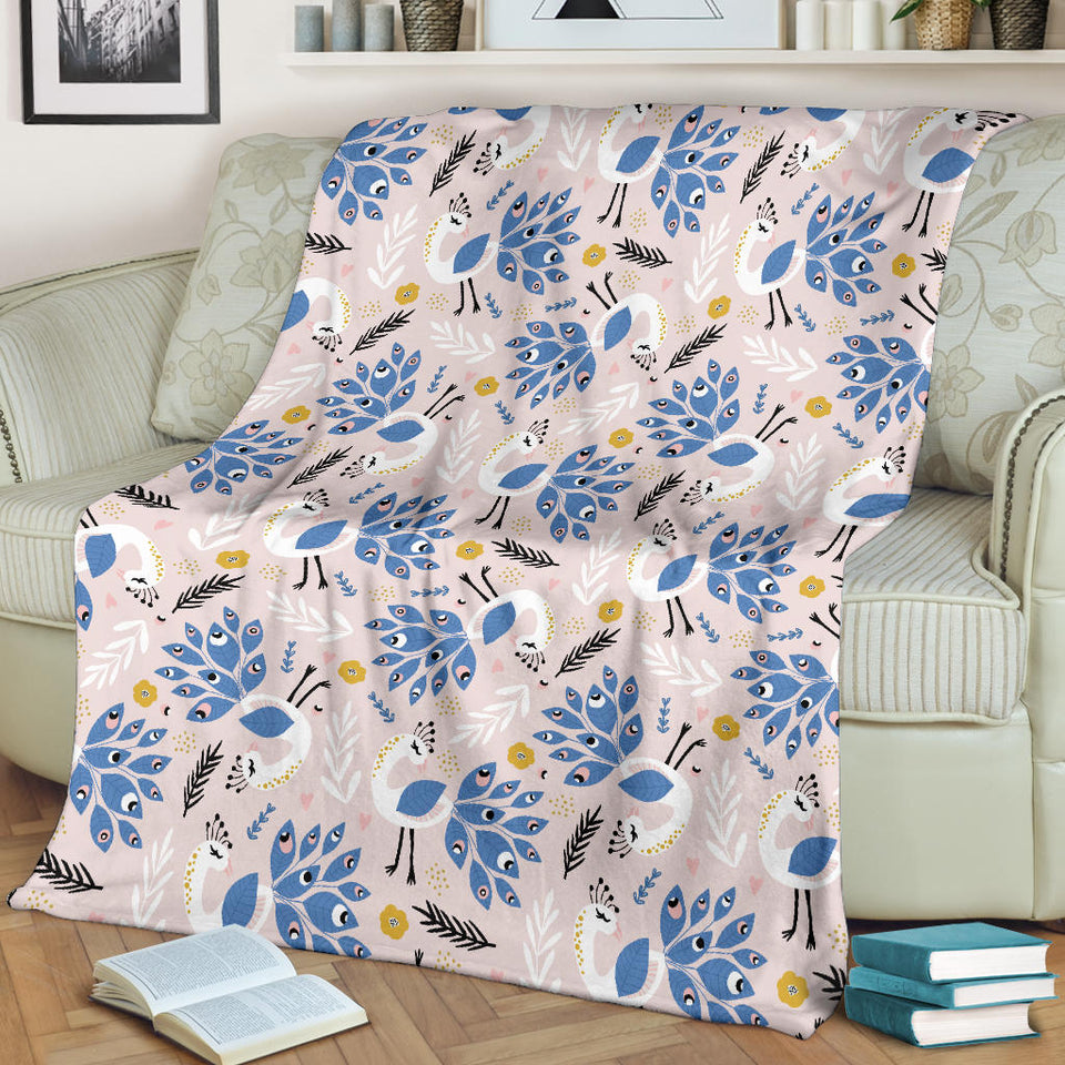 Cute Peacock Pattern Premium Blanket