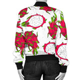 Dragon Fruits White Background Women'S Bomber Jacket