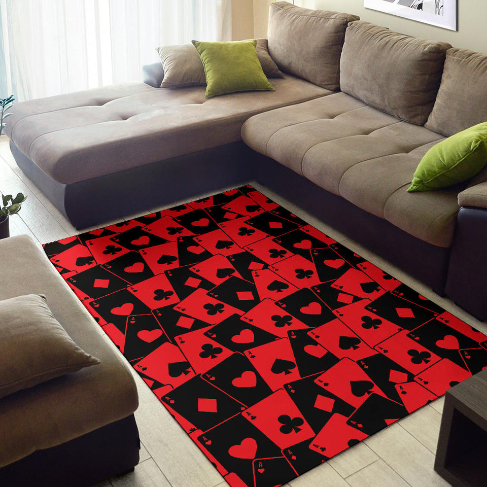 Casino Cards Suits Pattern Print Design 02 Area Rug