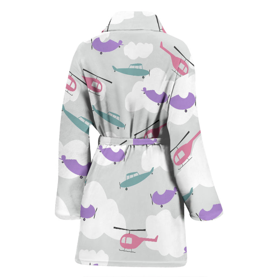 Helicopter Plane Pattern Women'S Bathrobe
