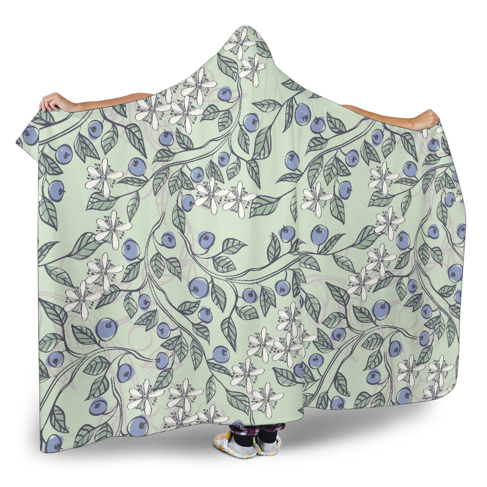 Hand Drawn Blueberry Pattern Hooded Blanket