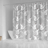 White Swan Gray Background Shower Curtain Fulfilled In US