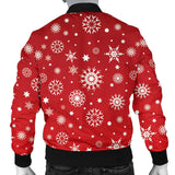 Snowflake Pattern Red Background Men'S Bomber Jacket