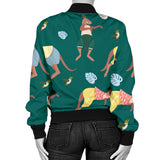 Kangaroo Leaves Pattern Women'S Bomber Jacket