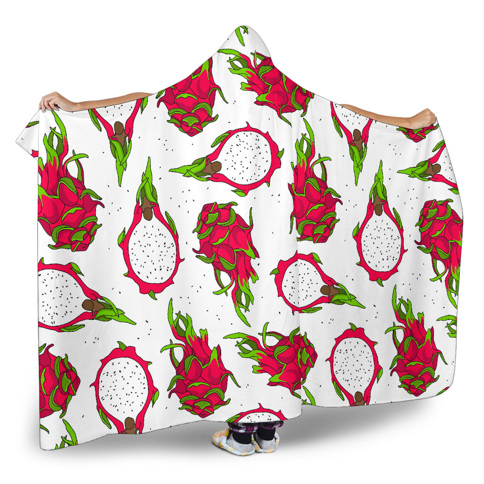 Dragon Fruits White Background Hooded Blanket