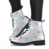 Clock Time Pattern Blackground Leather Boots