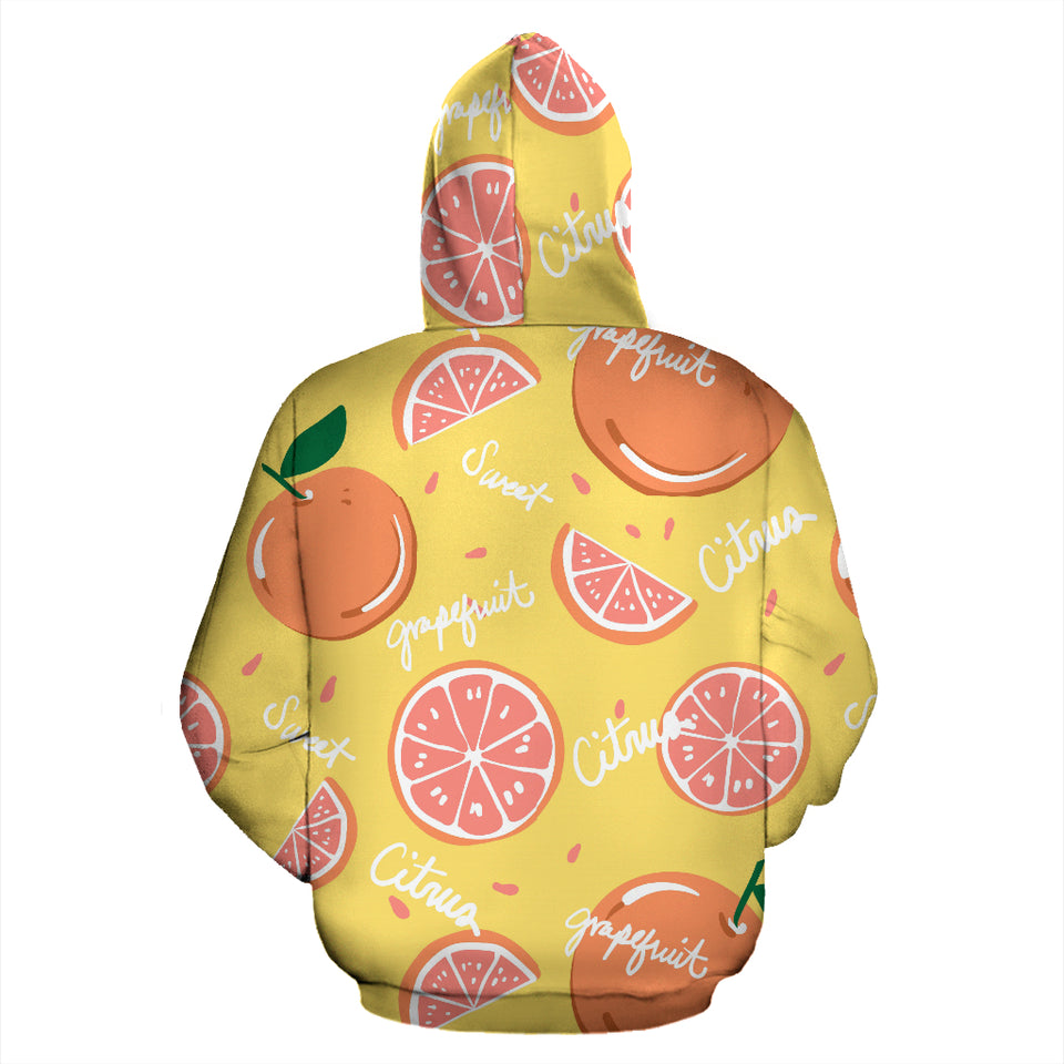 Grapefruit Yellow Background Zip Up Hoodie