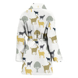 Silhouettes Of Goat And Tree Pattern Women'S Bathrobe