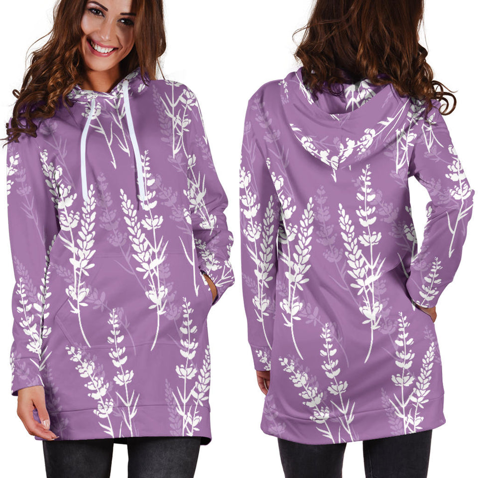 Lavender Flowers Purple Pattern Women'S Hoodie Dress