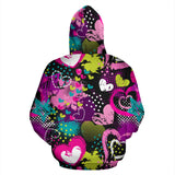 Heart Dot Wave Star Creative Design Pattern Zip Up Hoodie