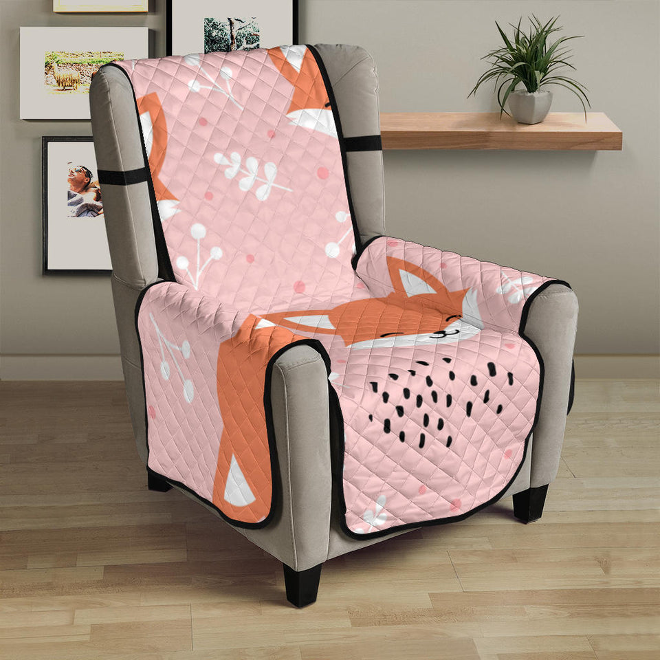 Cute fox pattern pink background Chair Cover Protector