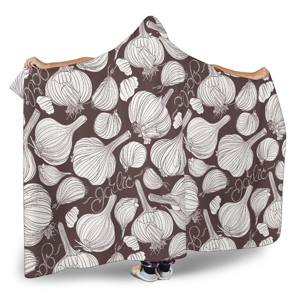 Garlic Bulb Dark Background Hooded Blanket