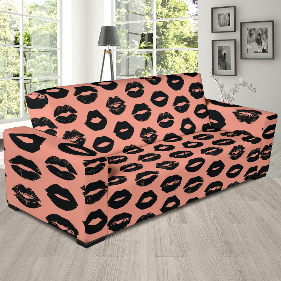 Lips Pattern Print Design 02 Sofa Slipcover