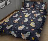 Cute sloth astronaut star planet rocket pattern Quilt Bed Set