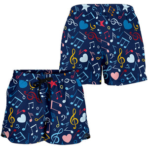 Music Notes Pattern Print Design 03 Women Shorts