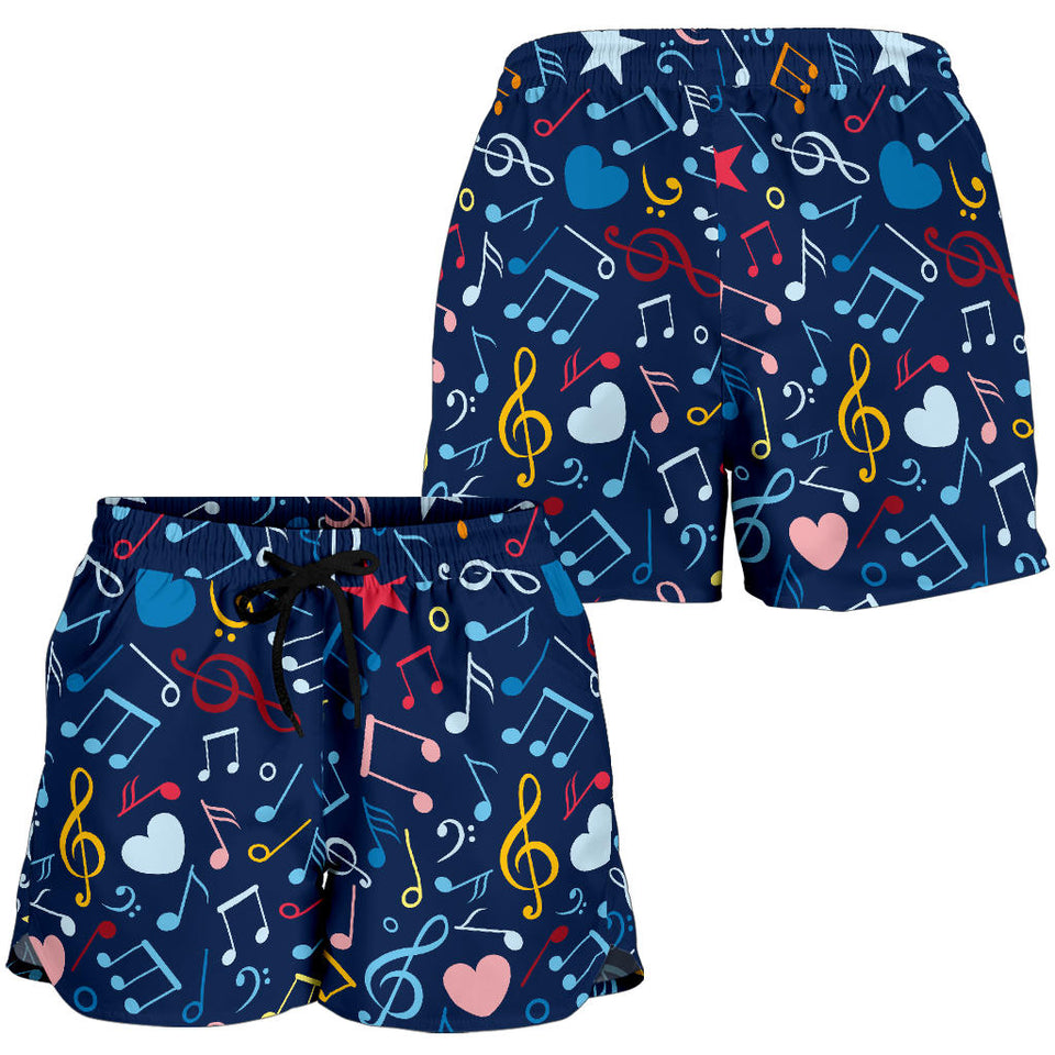 Music Notes Pattern Print Design 03 Women Shorts