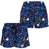 Music Notes Pattern Print Design 03 Women Shorts