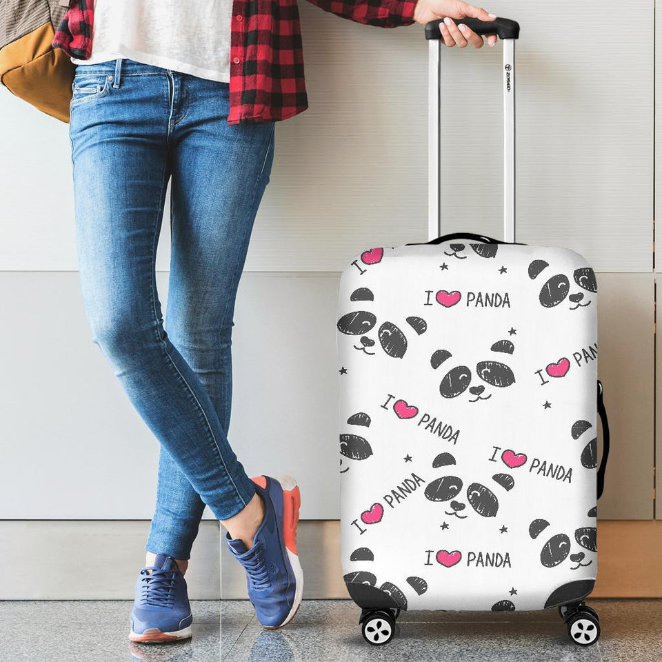 Hand Drawn Faces Of Pandas Pattern Cabin Suitcases Luggages