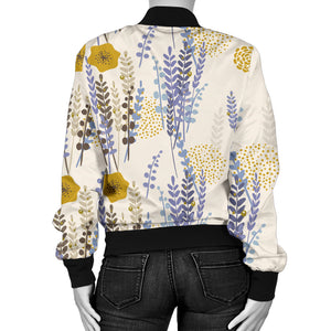 Lavender Modern Pattern Blackground Women'S Bomber Jacket