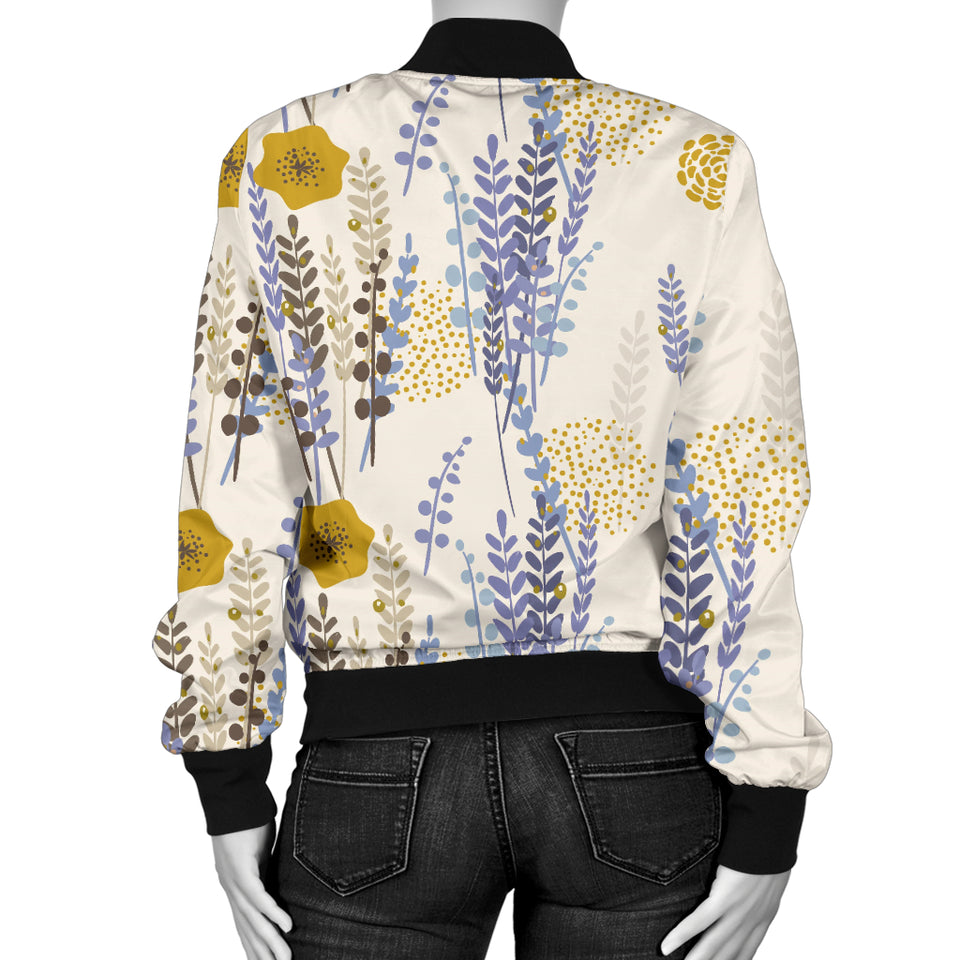 Lavender Modern Pattern Blackground Women'S Bomber Jacket