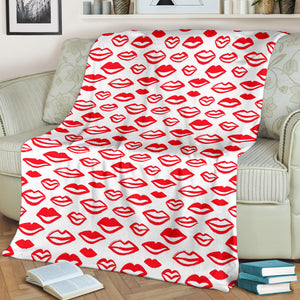 Lips Pattern Print Design 05 Premium Blanket