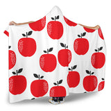 Red Apples White Background Hooded Blanket