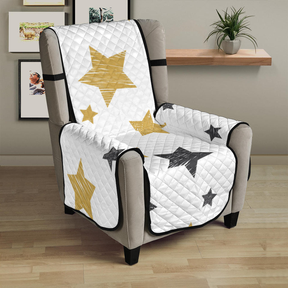 hand drawn gold black star pattern Chair Cover Protector