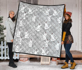 White Swan Gray Background Premium Quilt