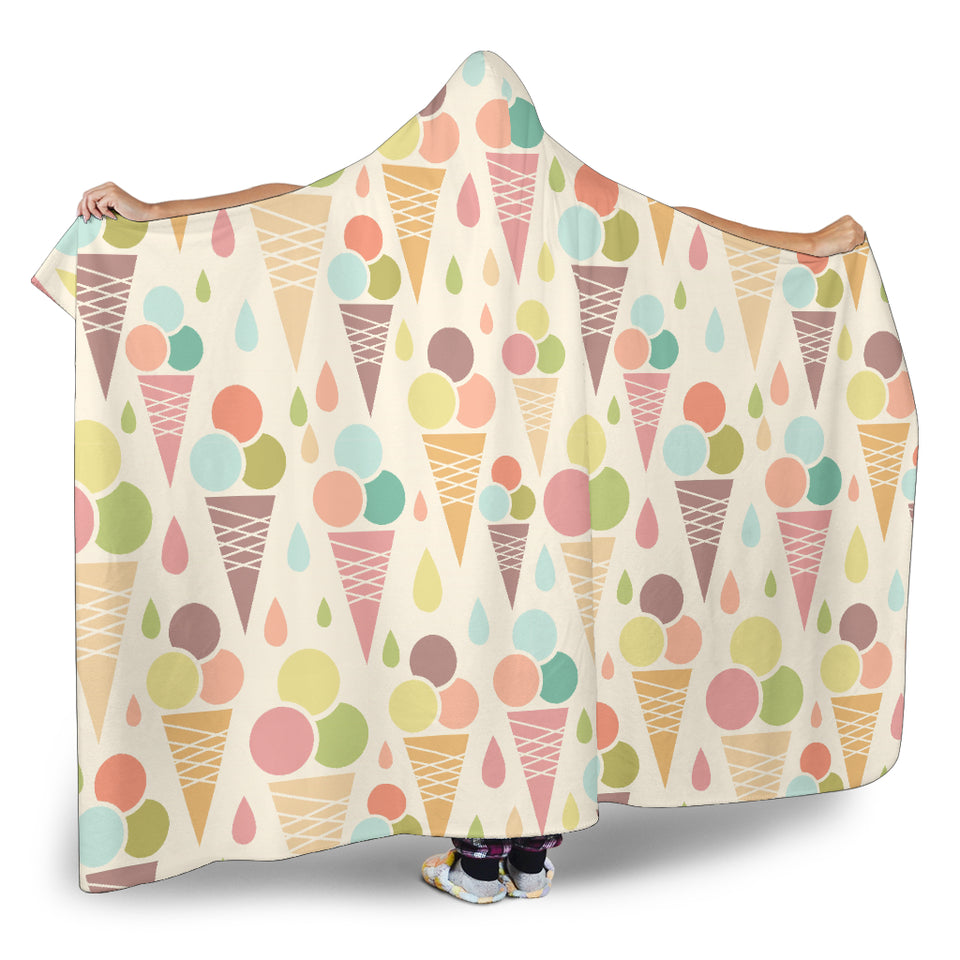 Ice Cream Cone Pattern Hooded Blanket