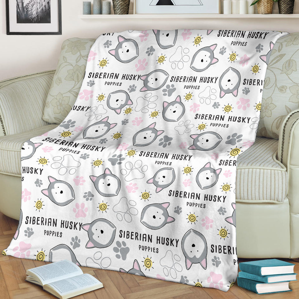 Siberian Husky Design Pattern Premium Blanket