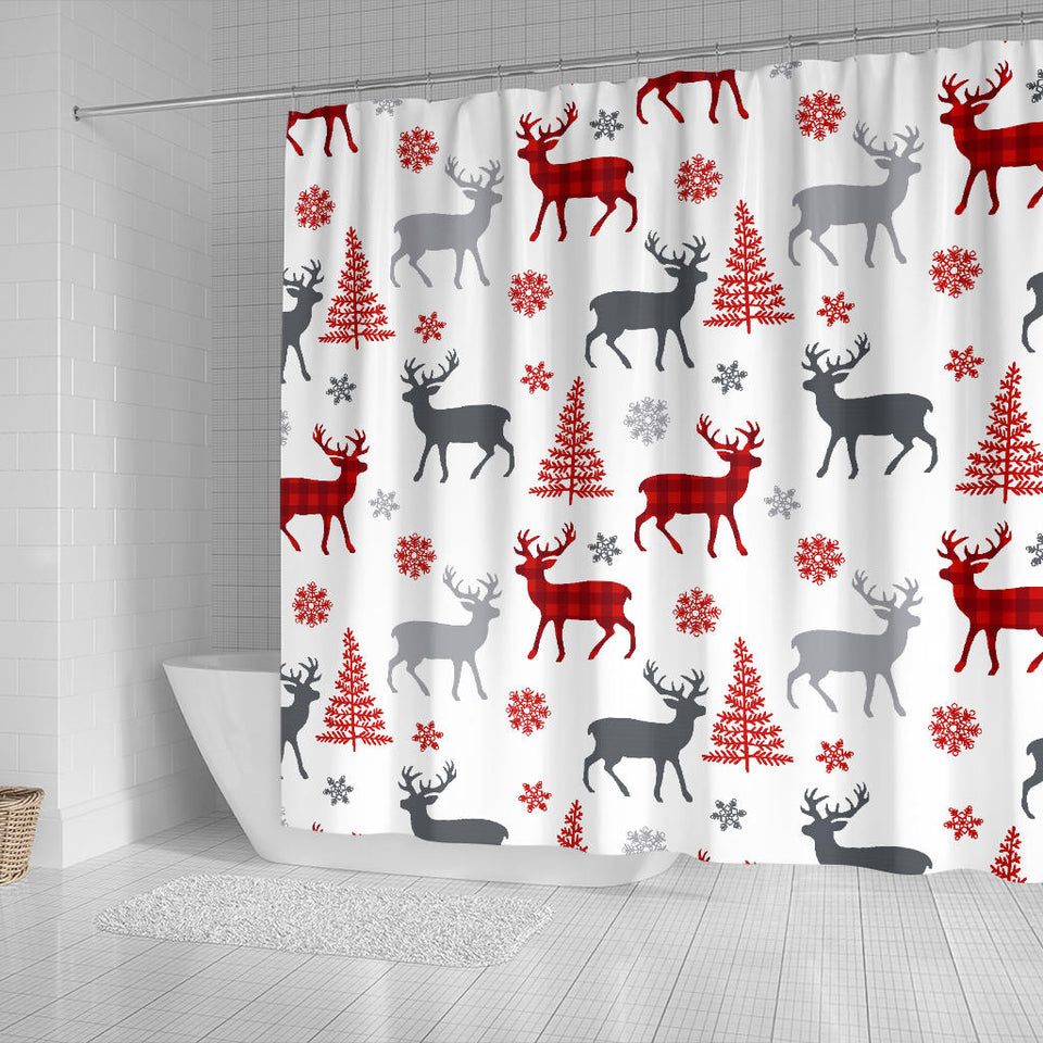 Deer Tree Snowflakes Chrismas Pattern Shower Curtain Fulfilled In US