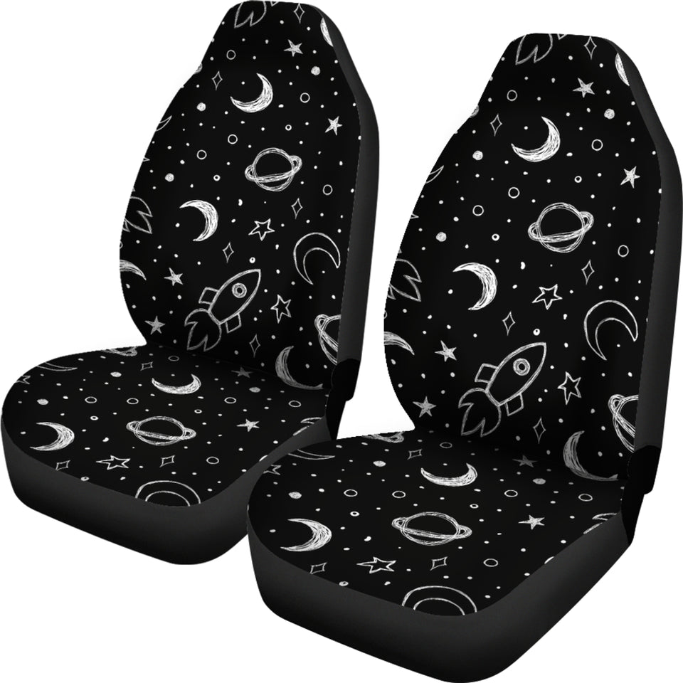 Hand Drawn Space Rocket Star Planet  Universal Fit Car Seat Covers