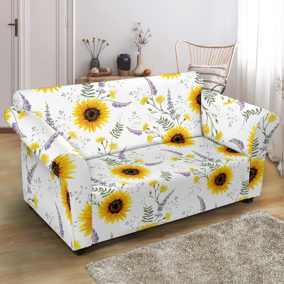 Beautiful Sunflowers Pattern Loveseat Couch Slipcover