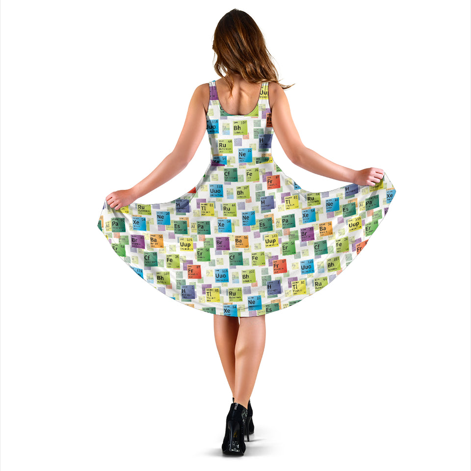 Chemistry Periodic Table Pattern Print Design 05 Sleeveless Midi Dress