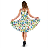 Chemistry Periodic Table Pattern Print Design 05 Sleeveless Midi Dress