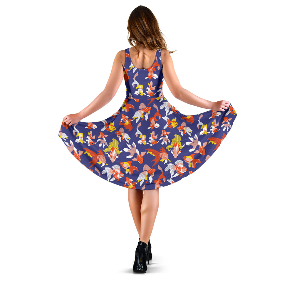 Goldfish Pattern Print Design 04 Sleeveless Midi Dress